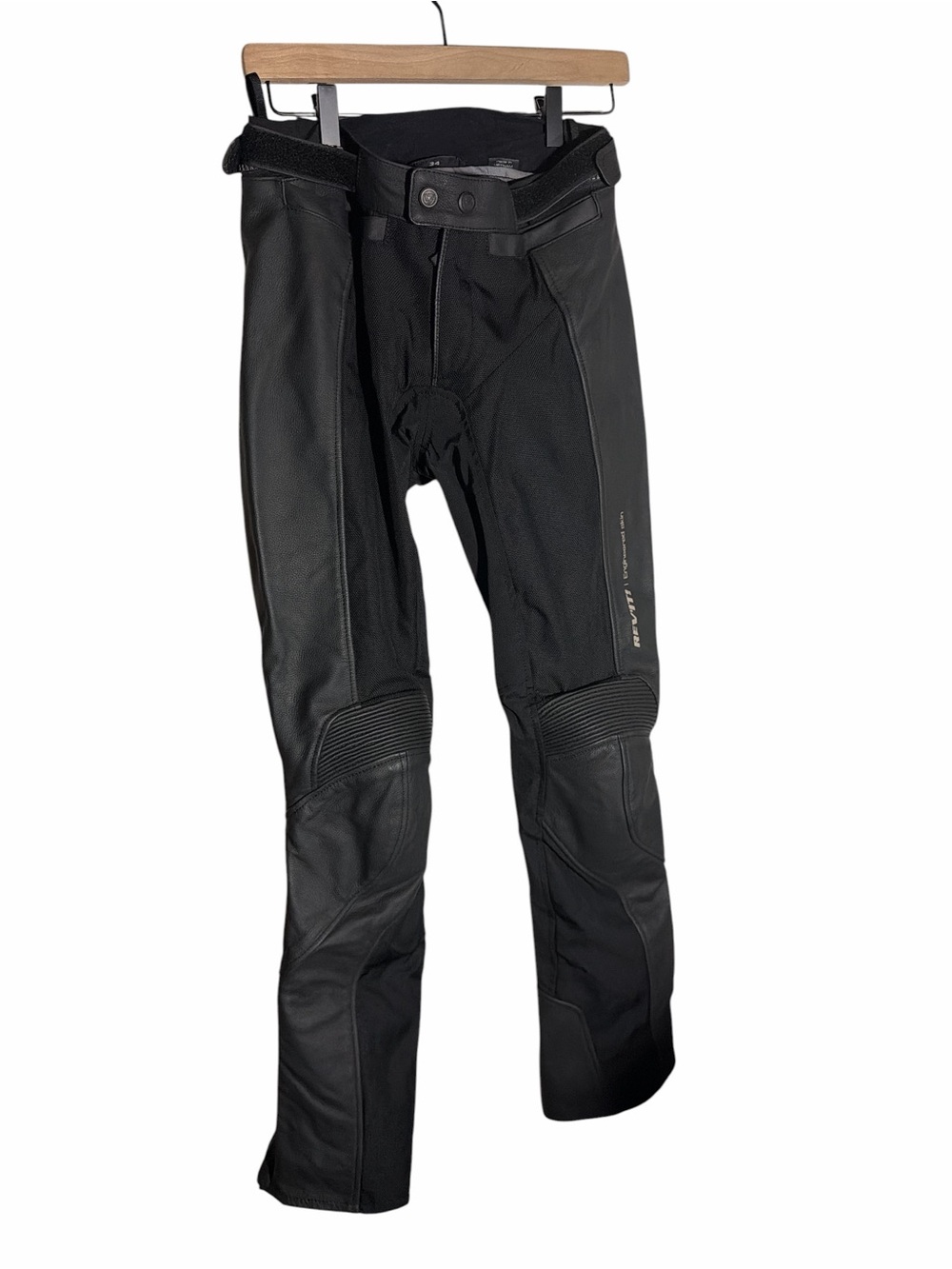 REV'IT! Women's Gear Leather Motorcycle Pants Size 34 small button flaw